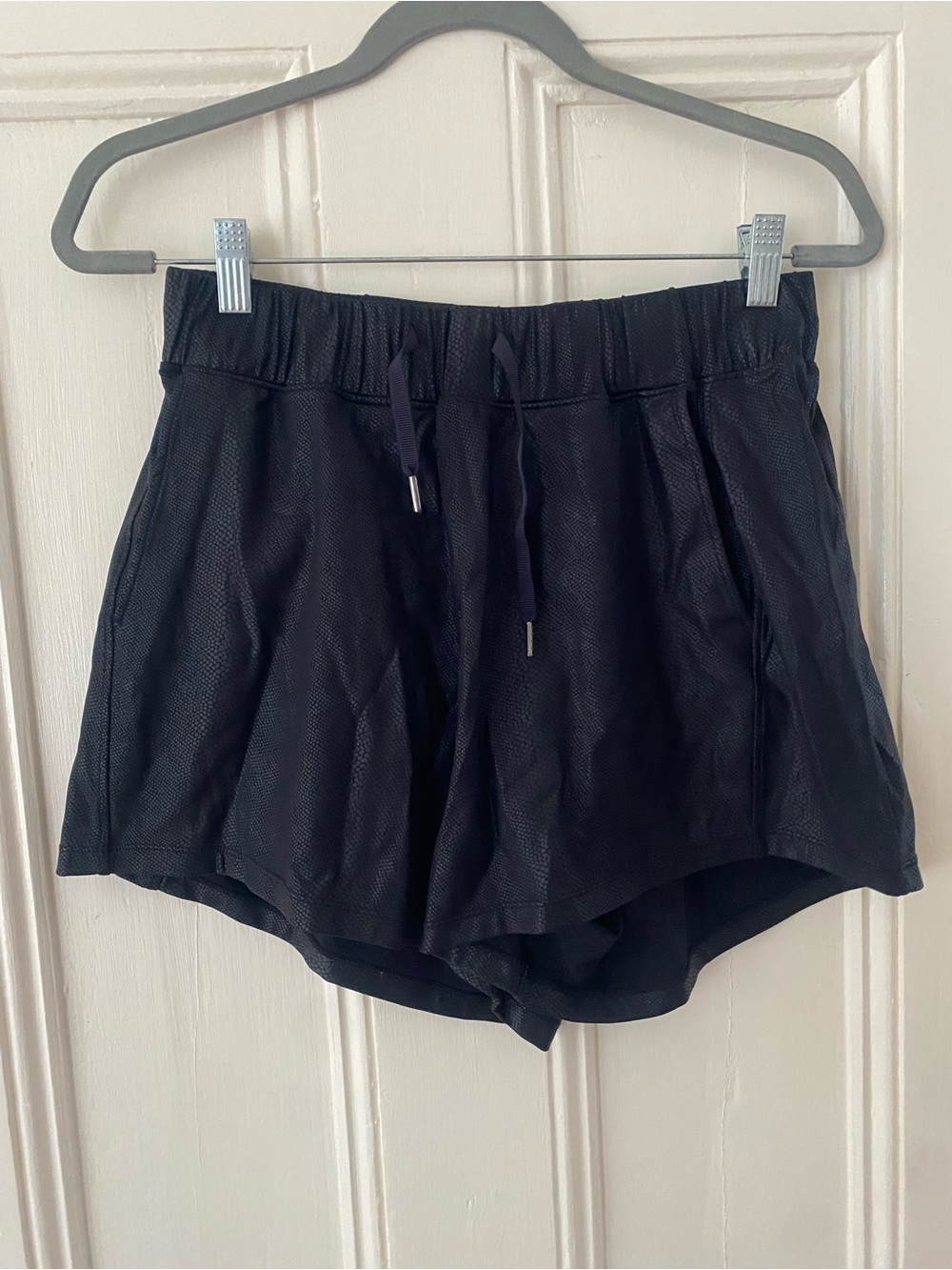 Textured Black Athletic Shorts